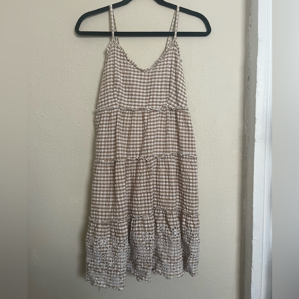 Tan Jessica Simpson Gingham Dress